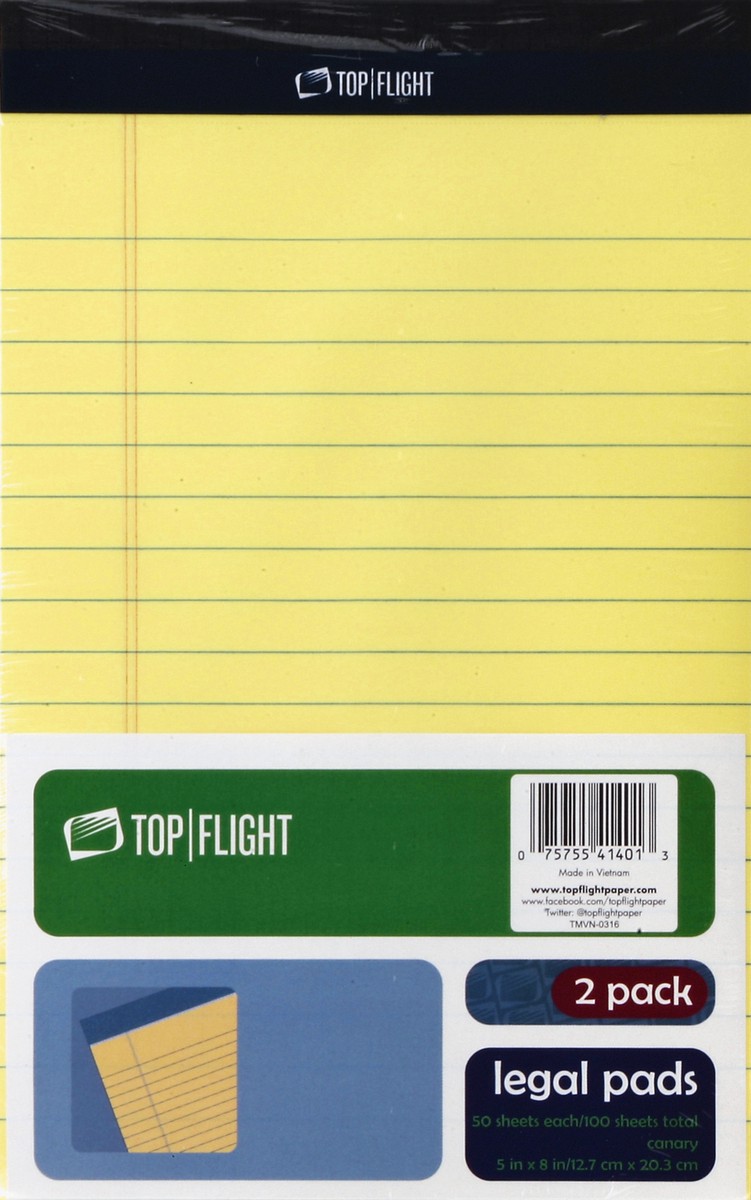 slide 4 of 4, Top Flight Legal Pad, 2 ct