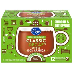 Kroger Classic Decaf Medium Roast Coffee Pods - 12 ct