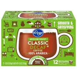 Kroger Classic Decaf Medium Roast Coffee Pods - 12 ct