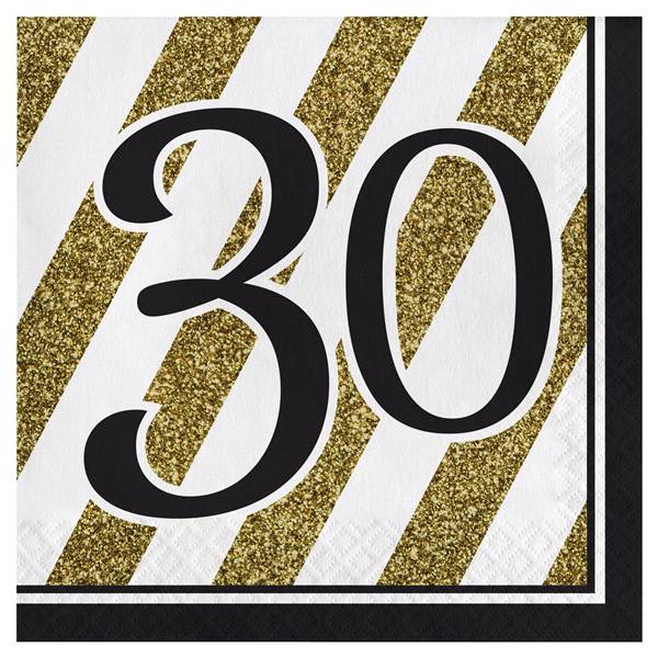 slide 1 of 1, Creative Converting Black & Gold Luncheon Napkins''30'', 16 ct