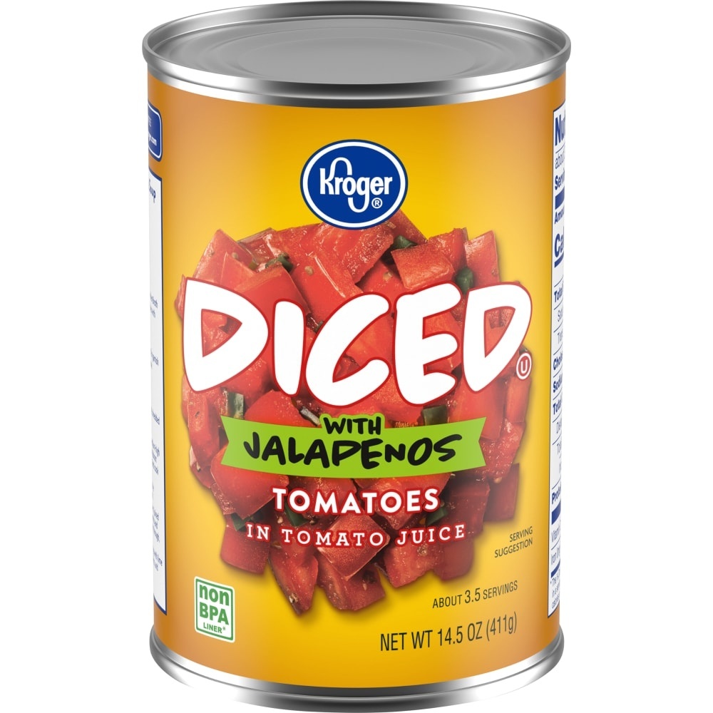 slide 1 of 1, Kroger Diced Tomatoes With Jalapeno Peppers, 14.5 oz