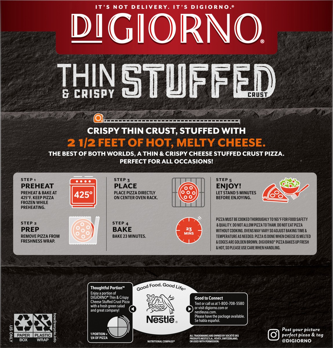 slide 2 of 13, DiGiorno Thin and Crispy Stuffed Crust Margherita Frozen Pizza 21oz Box 12in, 21 oz