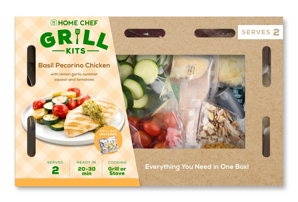 slide 1 of 1, Home Chef Grill Kit Basil Pecorino Chicken With Lemon Garlic Summer Squash And Tomatoes, 28 oz