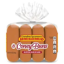 Grandma Sycamore's Coney Buns, 8 count, White Hot Dog Buns, 15 oz Bag