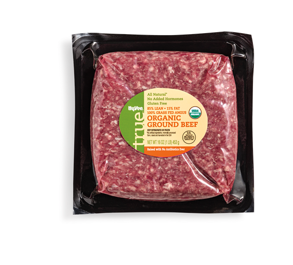 slide 1 of 1, Hy-Vee True Grass Fed 85% Organic Ground, 16 oz