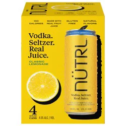 Nutrl Seltzer Classic Lemonade Vodka Seltzer 4 - 12 fl oz Cans