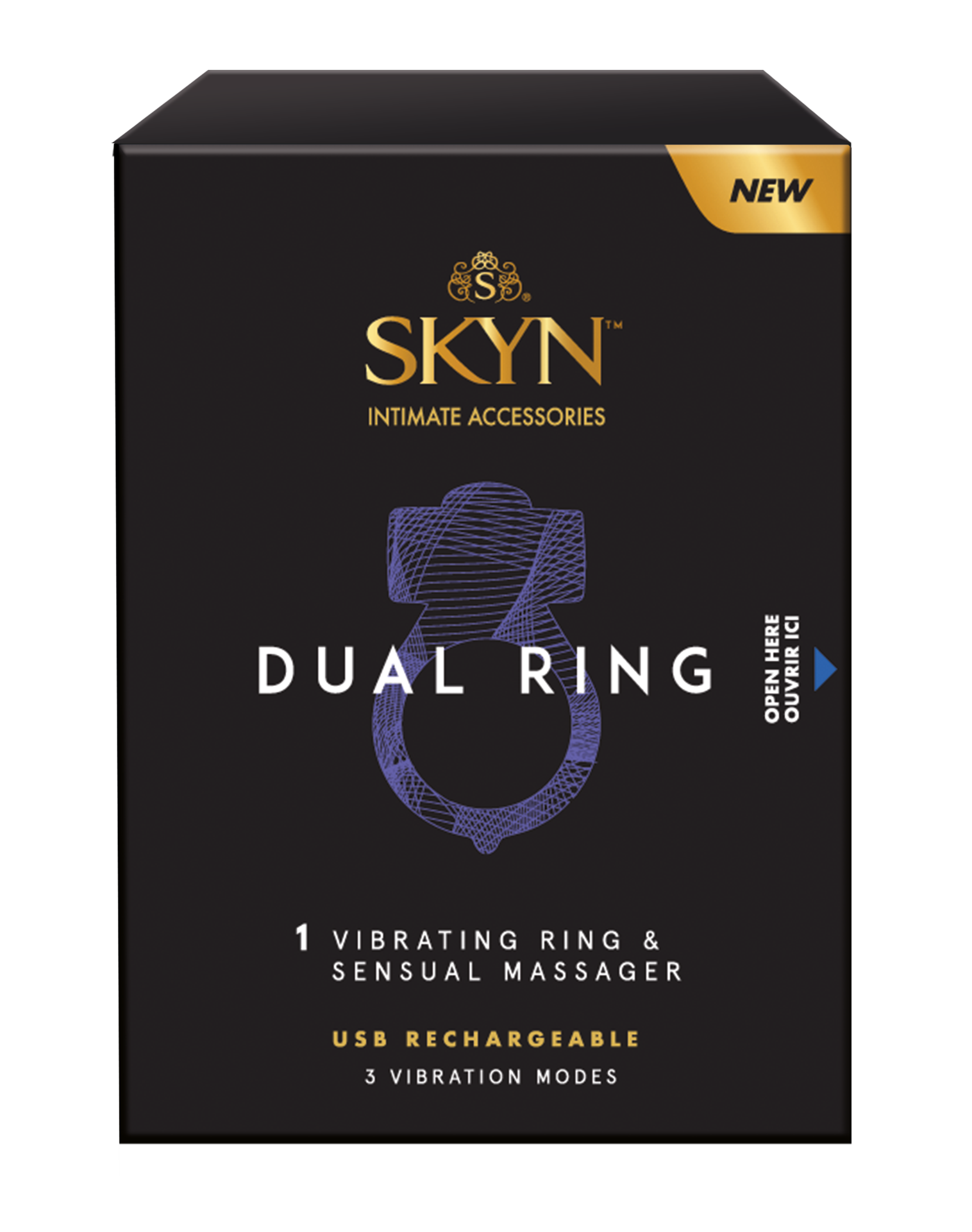 slide 1 of 3, SKYN Dual Ring Vibrating Ring & Sensual Massager 1 ea, 1 ct