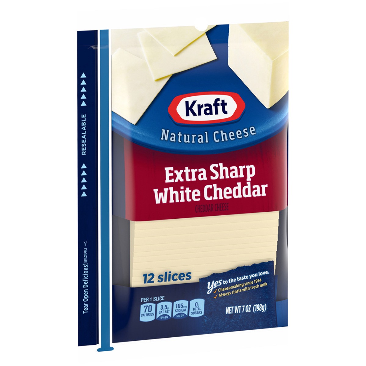 slide 8 of 8, Kraft Extra Sharp White Cheddar Cheese Slices, 12 ct Pack, 12 ct