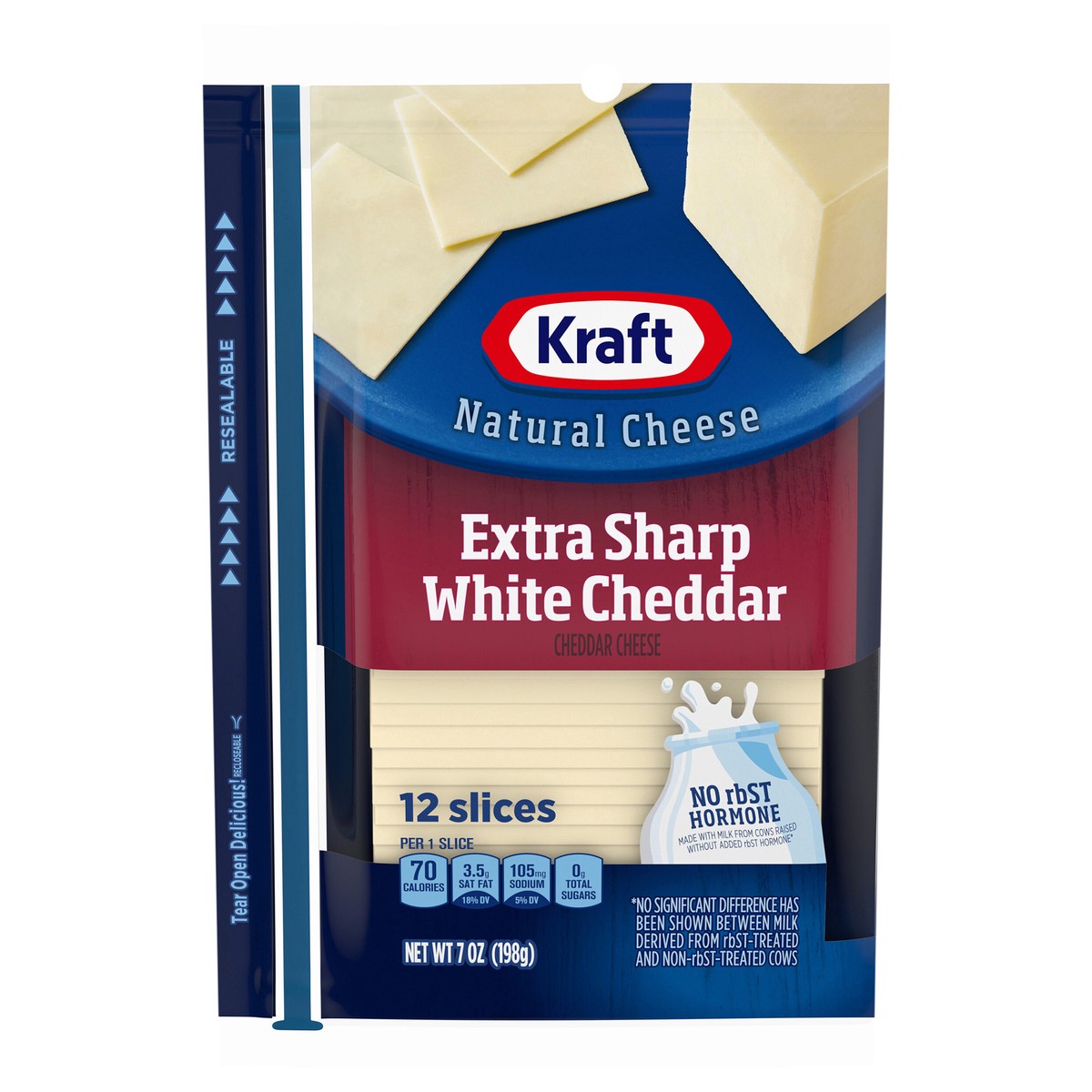 slide 1 of 8, Kraft Extra Sharp White Cheddar Cheese Slices, 12 ct Pack, 12 ct