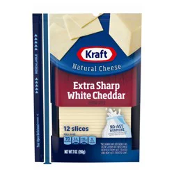 Kraft Extra Sharp White Cheddar Cheese Slices, 12 ct Pack