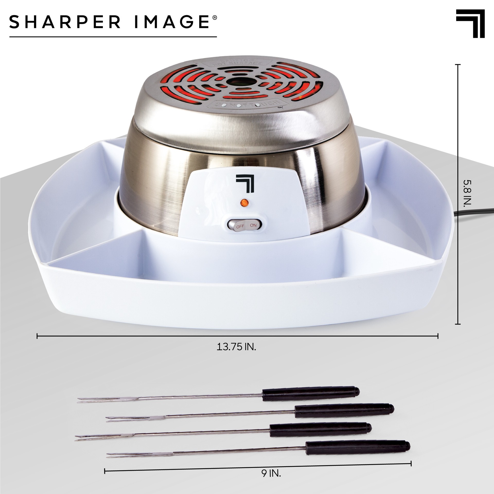 slide 2 of 8, Sharper Image S'mores Maker with 4 Marshmallow Forks and a Built-in Serving tray, 5-pieces, White, 1 ct
