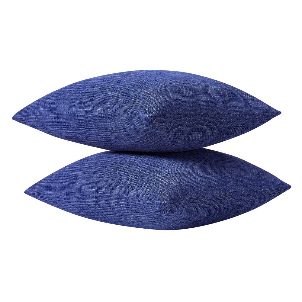 slide 2 of 4, Everyday Living Textured Woven Decorative Pillow - 2 Pack Dark Blue, 18 in x 18 in