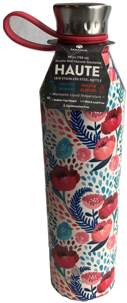 slide 1 of 1, Manna Organics Haute Bottle - Red Flowers, 26 oz