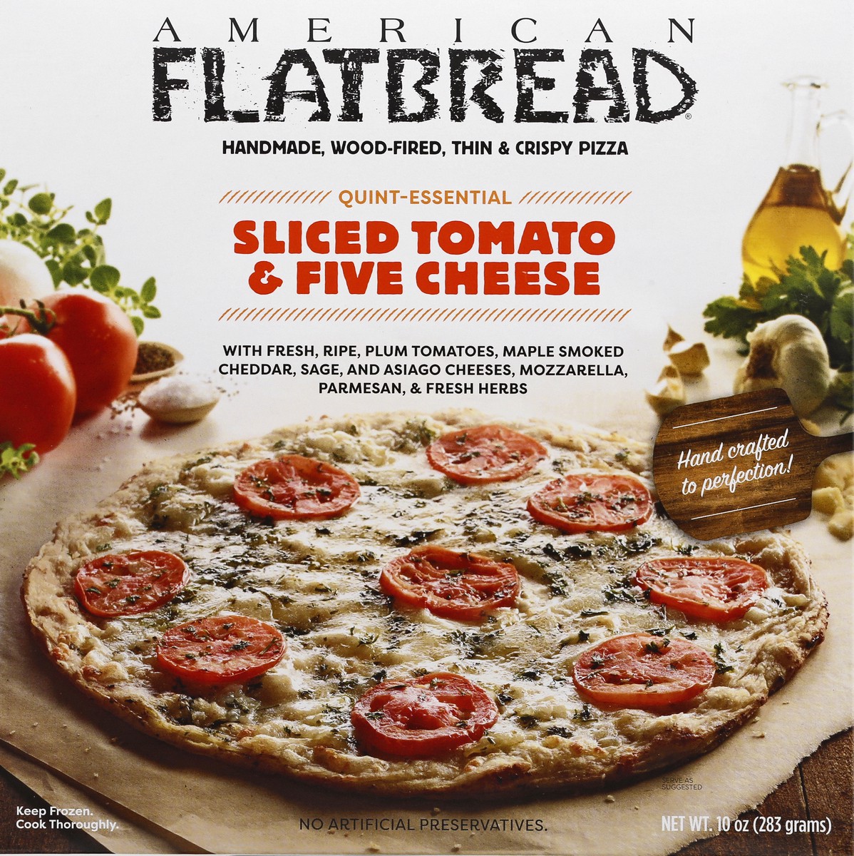 slide 5 of 9, American Flatbread Sliced Tomato & Five Cheese Pizza 10 oz, 10 oz