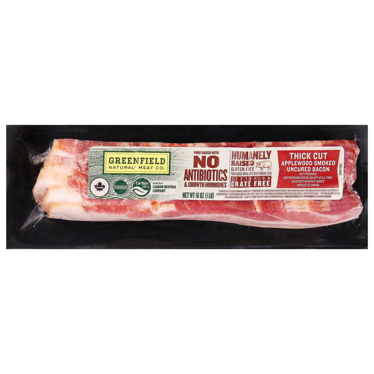 Greenfield Natural Meat Co Thick Cut Applewood Smoked Uncured Bacon 16