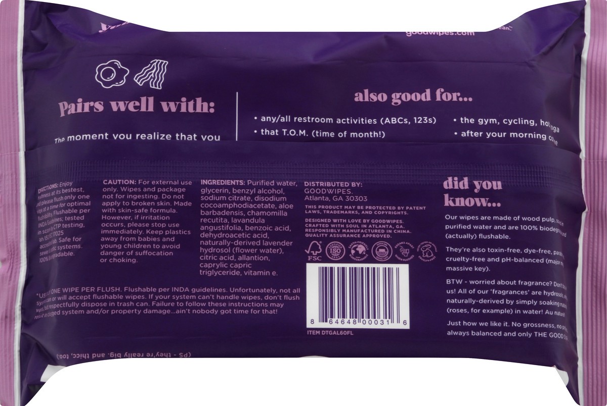 slide 6 of 12, Goodwipes Flushable & Biodegradable Lavender Wipes 60 ea, 60 ct