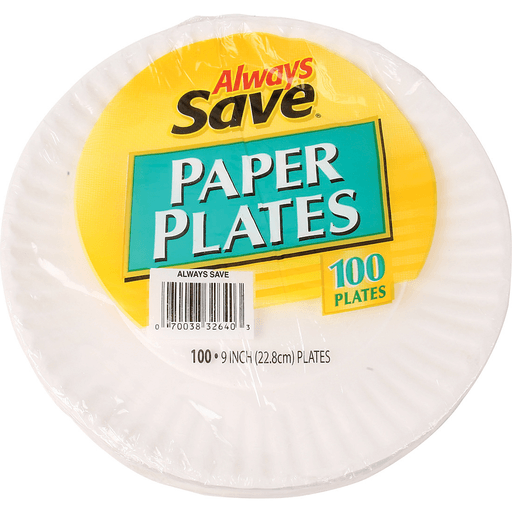 slide 1 of 1, Always Save Paper Plates, 100 ct