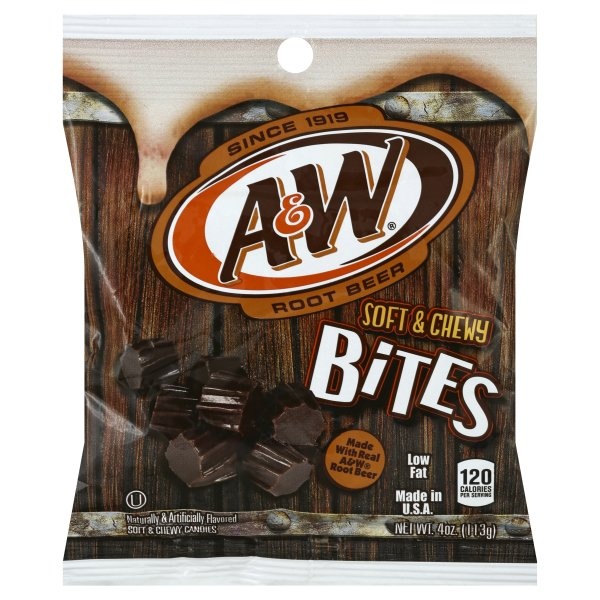 slide 1 of 1, A&W Candies, Soft & Chewy, Root Beer, Bites, 4 oz