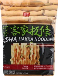 A-Sha Foods USA Foods Hakka Wide Noodles with Chili Sauce