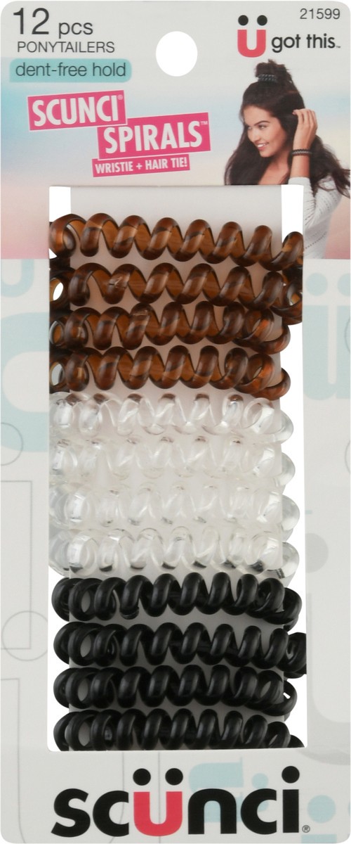 slide 1 of 10, scünci Spirals Ponytailers 12 Pcs, 12 ct