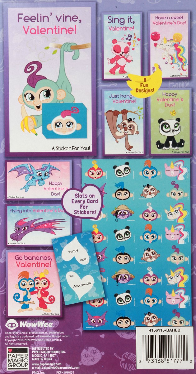 slide 8 of 8, Paper Magic Fingerlings Friendship Valentines with Stickers, 32 ct