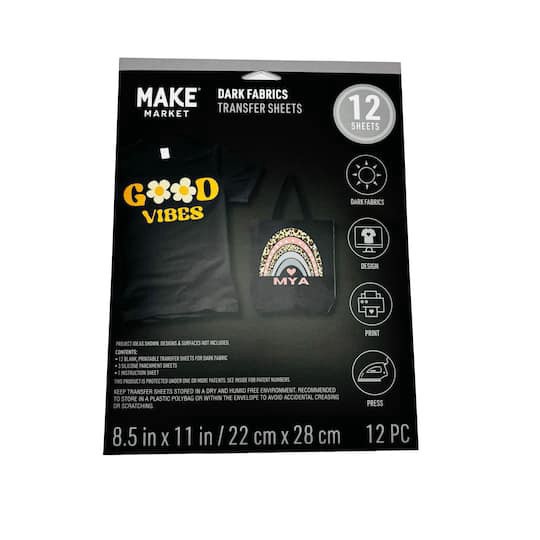slide 1 of 3, 8.5" X 11" Dark Fabric Transfer Sheets, 12ct. By Make Market, 12 ct