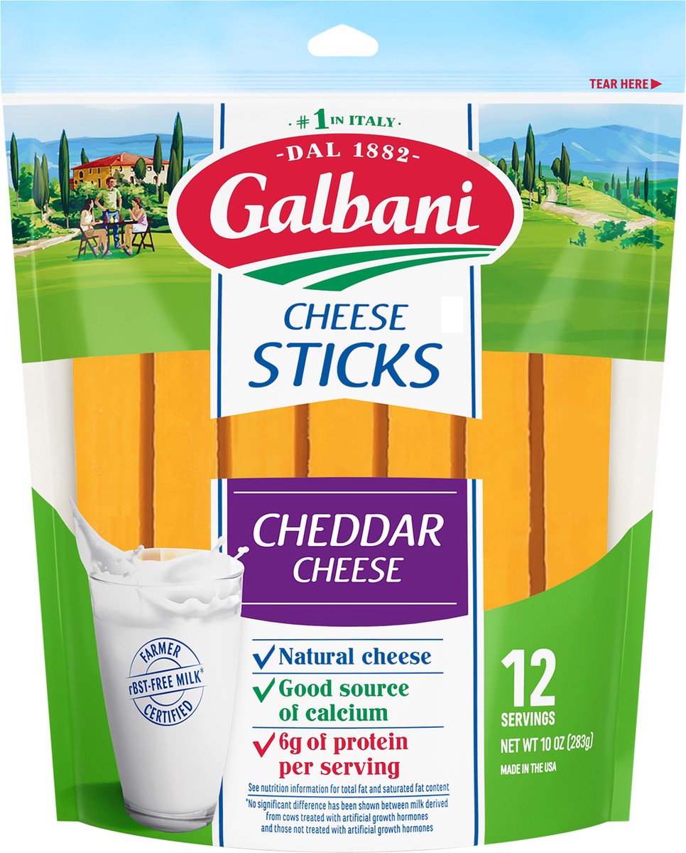 slide 4 of 7, Galbani 10oz Cheddar Sticks, 10 ct