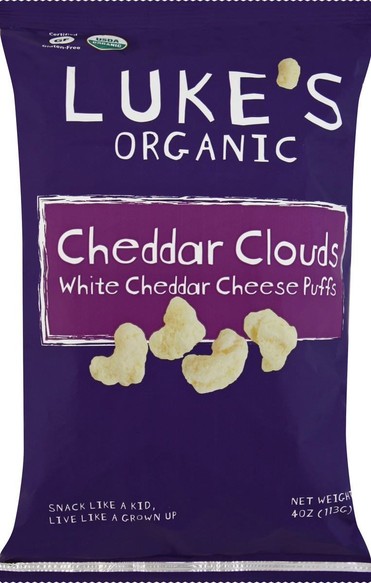 slide 2 of 5, Luke's Organic Cheddar Clouds White Cheddar Cheese Puffs, 4 oz