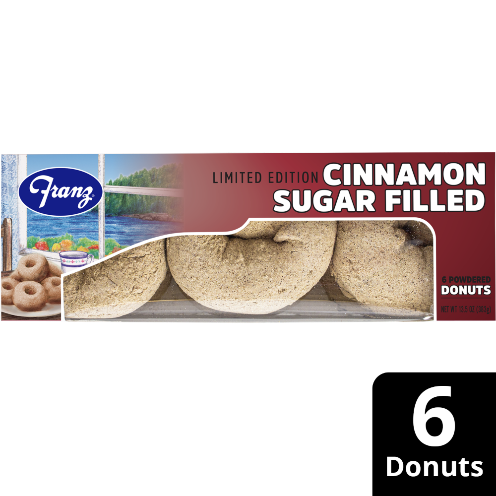 slide 2 of 3, Franz® Limited Edition Cinnamon Sugar Filled Powdered Donuts, 6 ct
