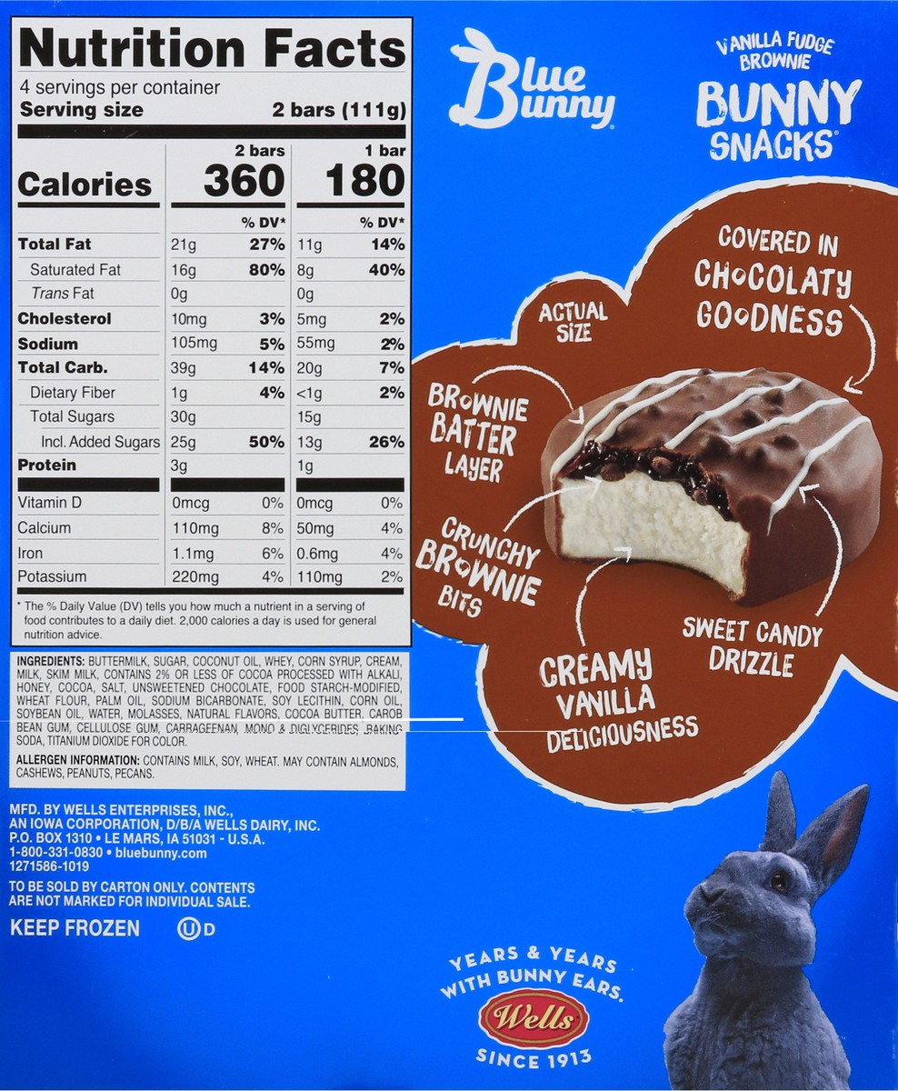 slide 3 of 13, Blue Bunny Vanilla Fudge Brownie Frozen Dairy Dessert 8.0 ea, 8 ct