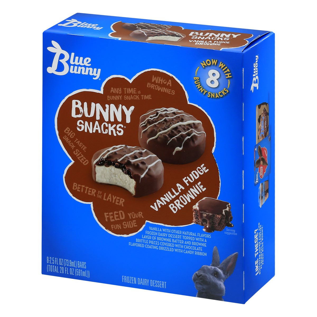 slide 8 of 13, Blue Bunny Vanilla Fudge Brownie Frozen Dairy Dessert 8.0 ea, 8 ct