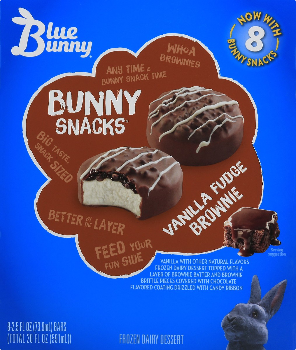 slide 9 of 13, Blue Bunny Vanilla Fudge Brownie Frozen Dairy Dessert 8.0 ea, 8 ct