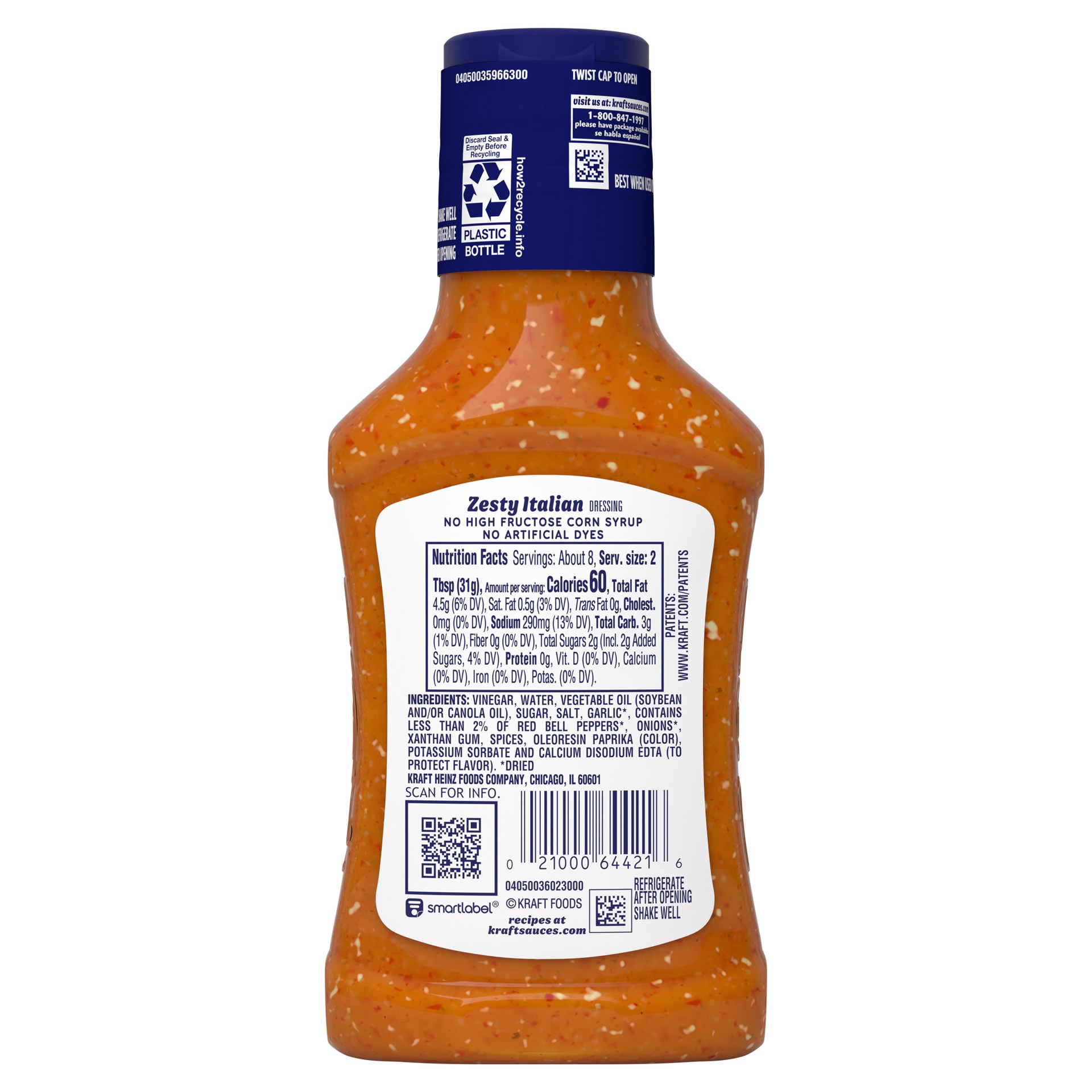 slide 4 of 5, Kraft Zesty Italian Salad Dressing, 8 fl oz Bottle, 8 fl oz