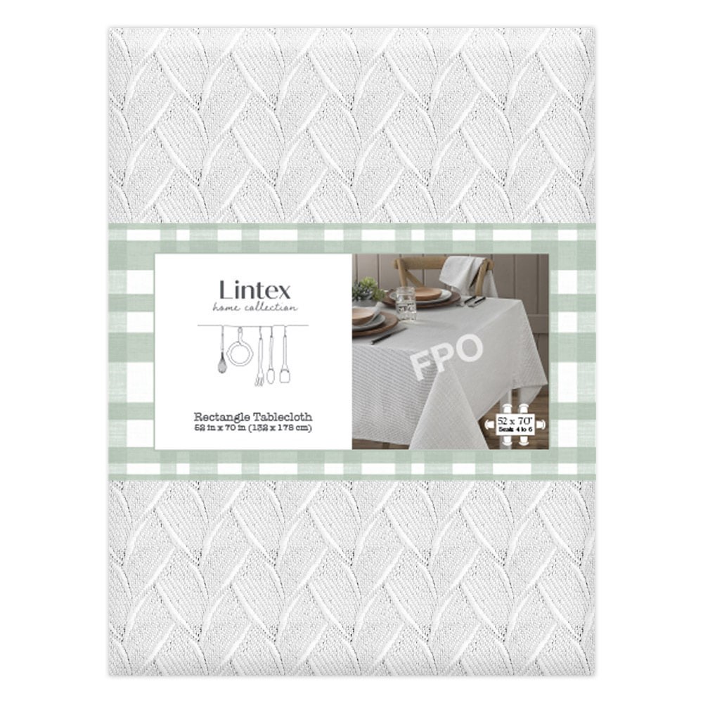 slide 1 of 1, Lintex Home Collection Rectangle Anais Tablecloth - White, 52 in x 70 in