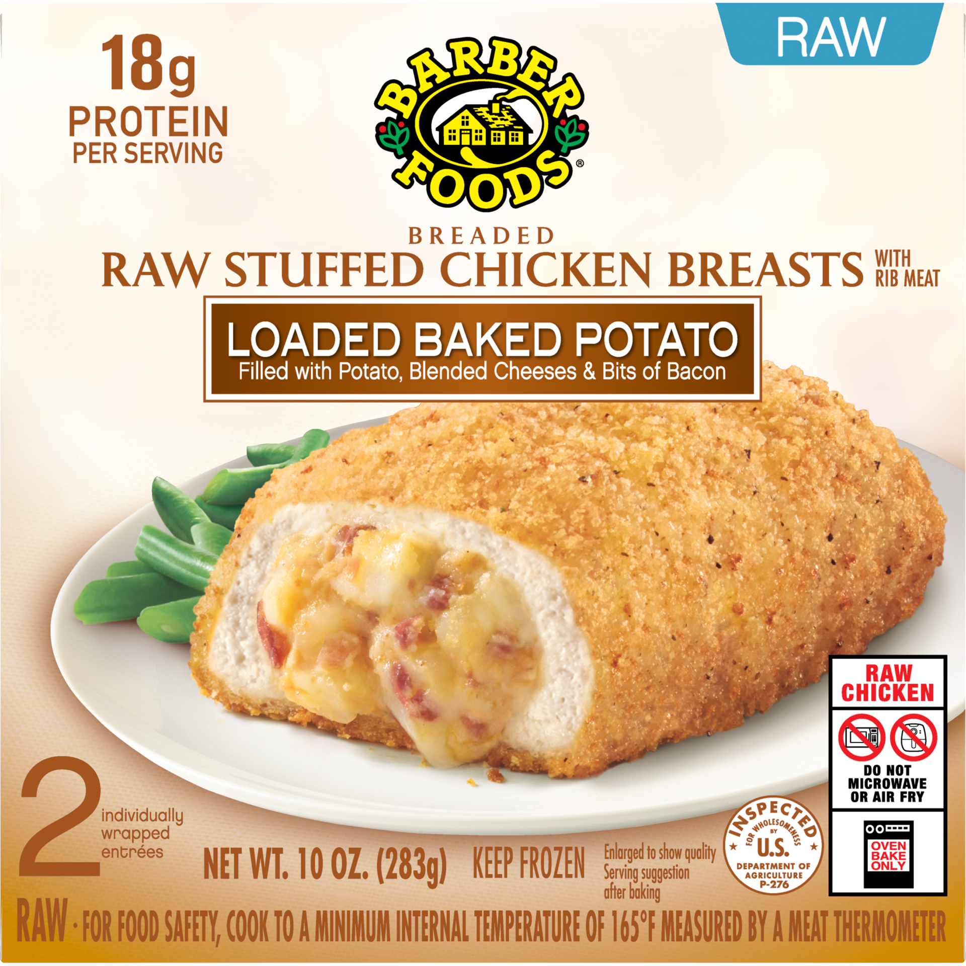 slide 1 of 11, Barber Foods Stuffed Chicken Breasts Loaded Baked Potato, 2 Count, 283.50 g