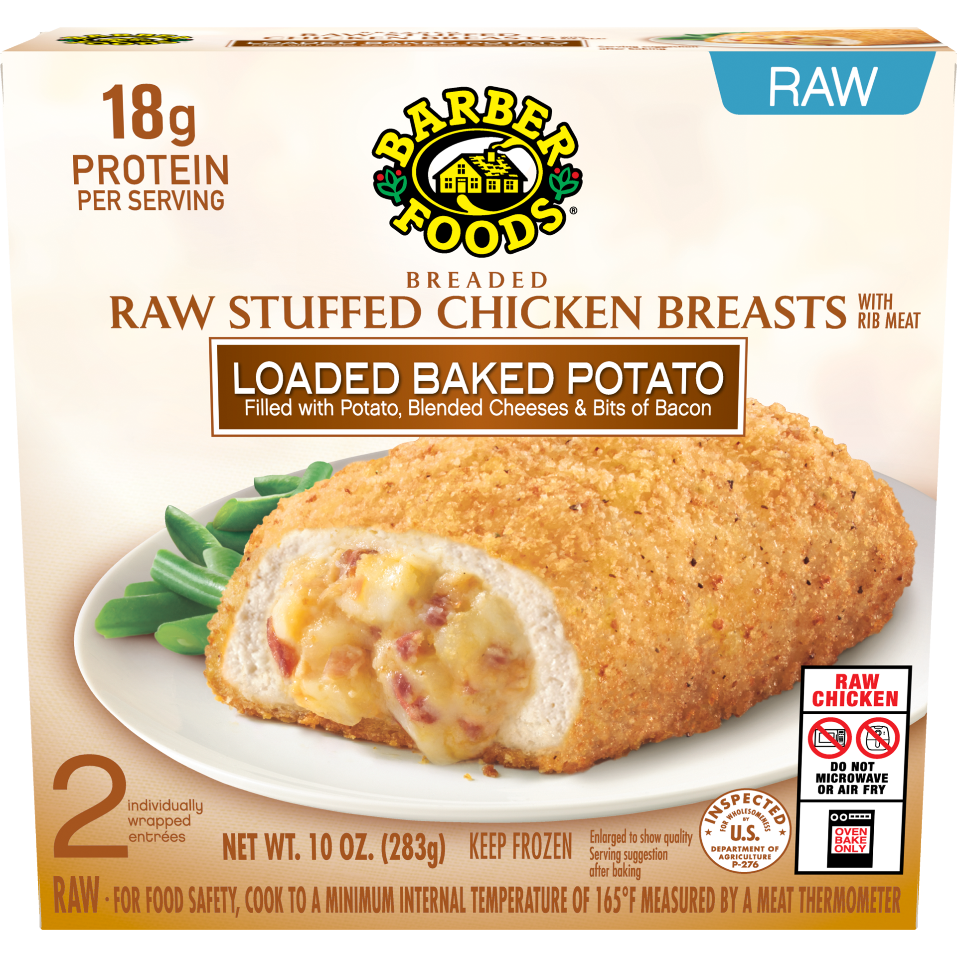 slide 1 of 11, Barber Foods Stuffed Chicken Breasts Loaded Baked Potato, 2 Count, 283.50 g