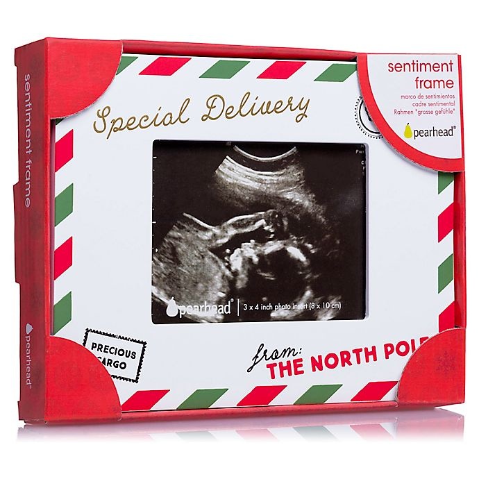 slide 4 of 4, Pearhead Special Delivery from the North Pole Sonogram Picture Frame, 3 in x 4 in