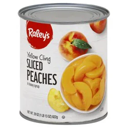 Raleys Raley's Peaches, Yellow Cling Sliced, In Heavy Syrup 29 Oz