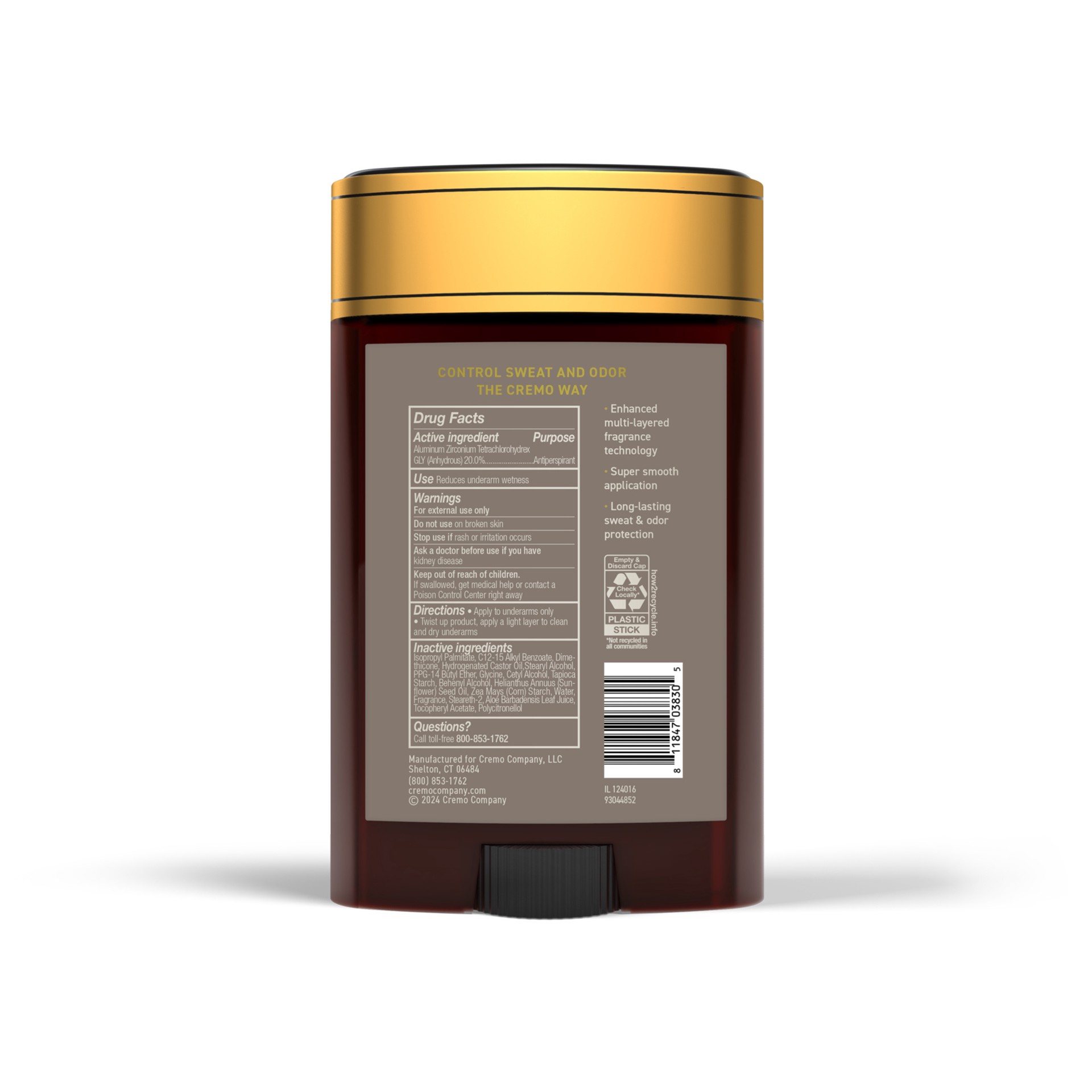 slide 2 of 2, Cremo Antiperspirant Deodorant - Vintage Suede, 2.65 oz