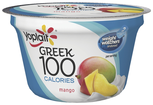 slide 1 of 1, Yoplait Yogurt, Greek, Fat Free, Mango, 5.3 oz