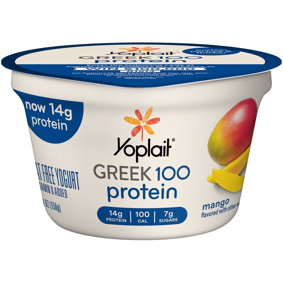 slide 1 of 1, Yoplait Yogurt, Greek, Fat Free, Mango, 5.3 oz