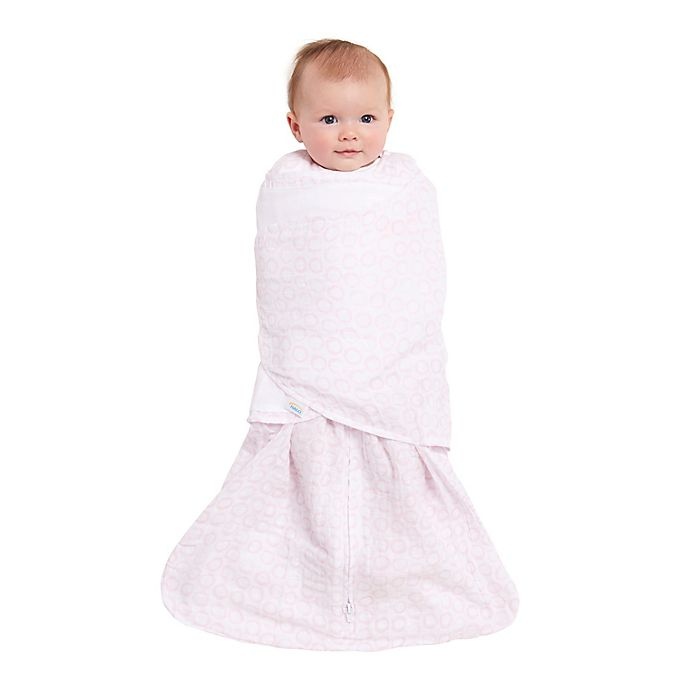 slide 2 of 5, HALO SleepSack Newborn Circles Muslin Cotton Swaddle - Pink, 1 ct