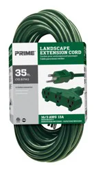 Prime Wire & Cable Prime Lawn & Garden 3-Outlet Outdoor Extension Cord - Green
