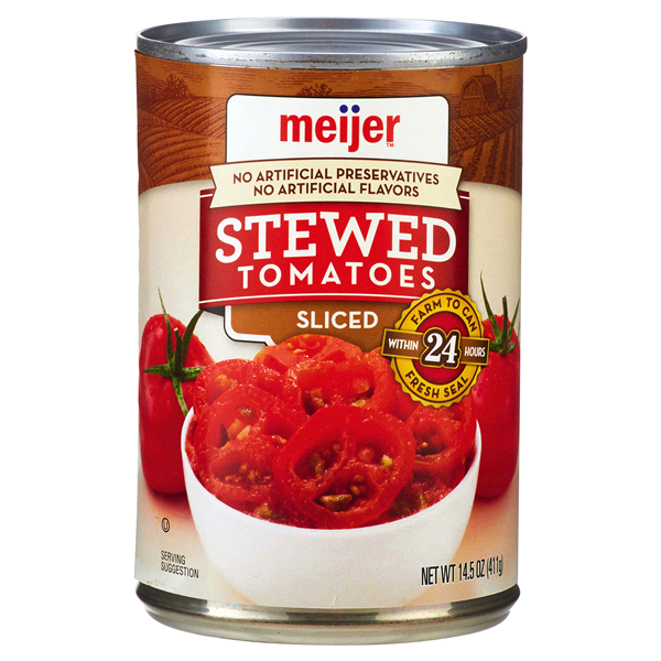 slide 1 of 1, Meijer Sliced Stewed Tomatoes, 14.5 oz