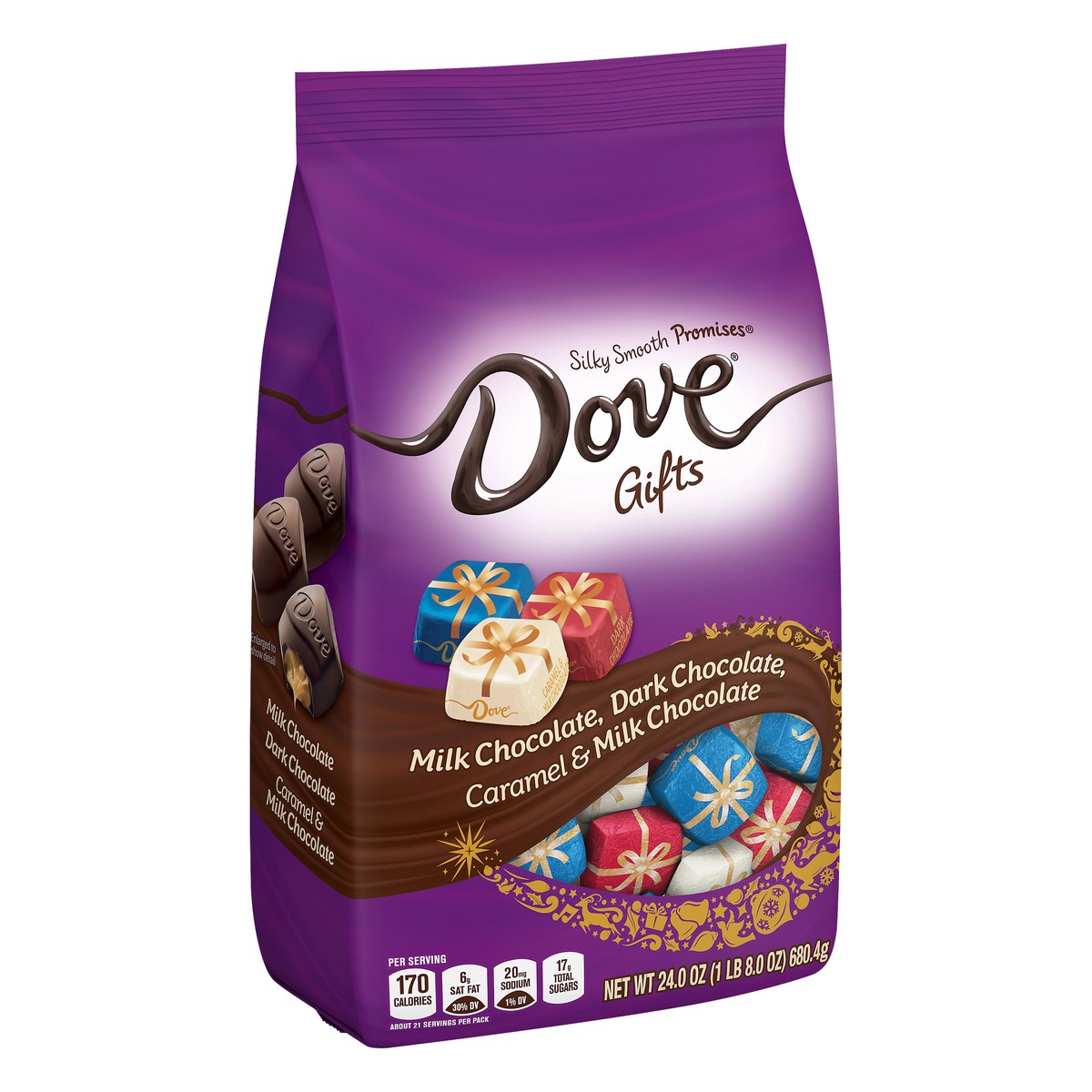 slide 3 of 9, Dove PROMISES Holiday Gifts Assorted Chocolate Candy 24-Ounce Bag, 24 oz