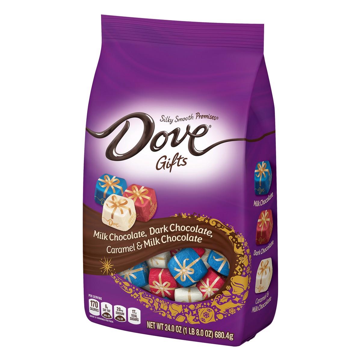 slide 2 of 9, Dove PROMISES Holiday Gifts Assorted Chocolate Candy 24-Ounce Bag, 24 oz