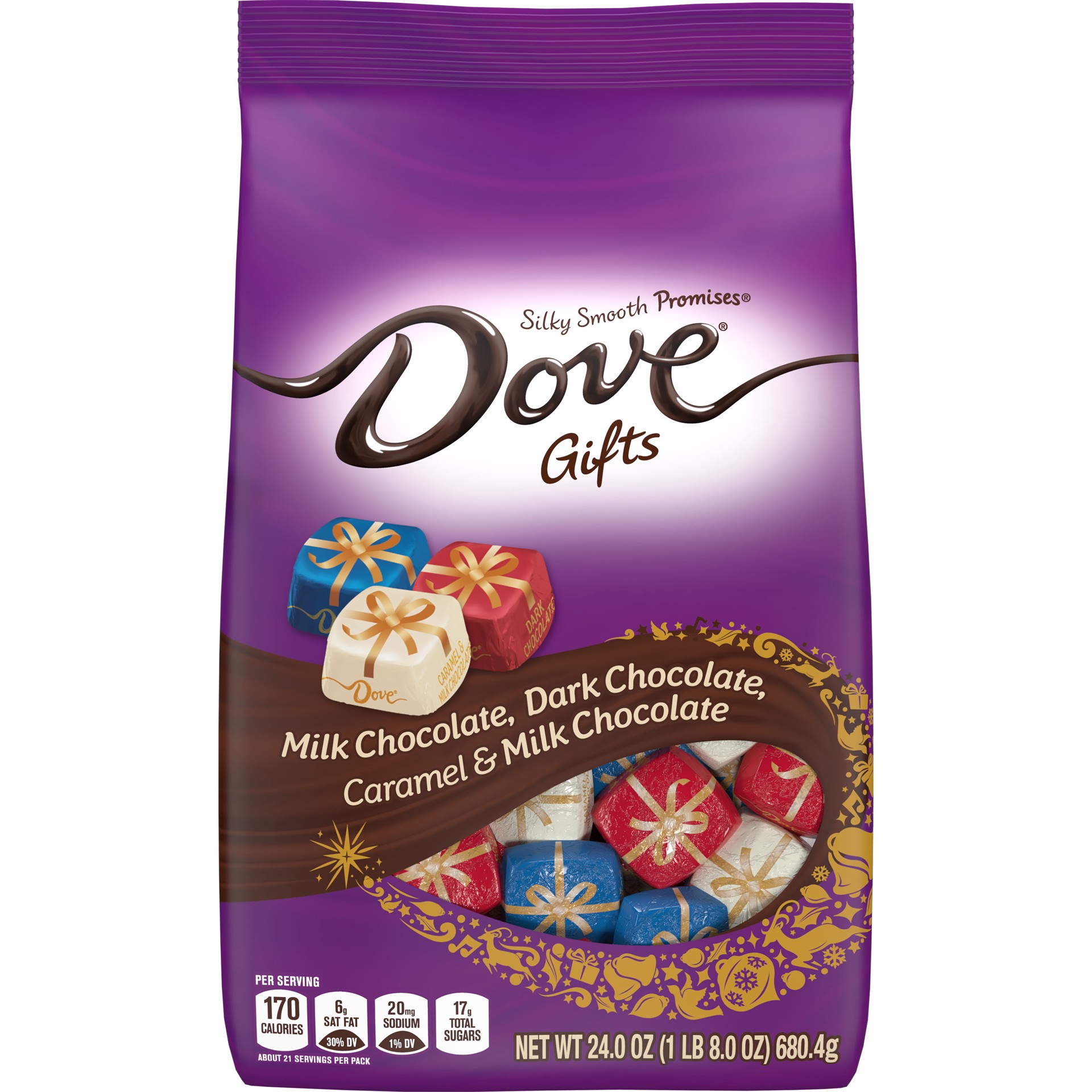 slide 1 of 9, Dove PROMISES Holiday Gifts Assorted Chocolate Candy 24-Ounce Bag, 24 oz