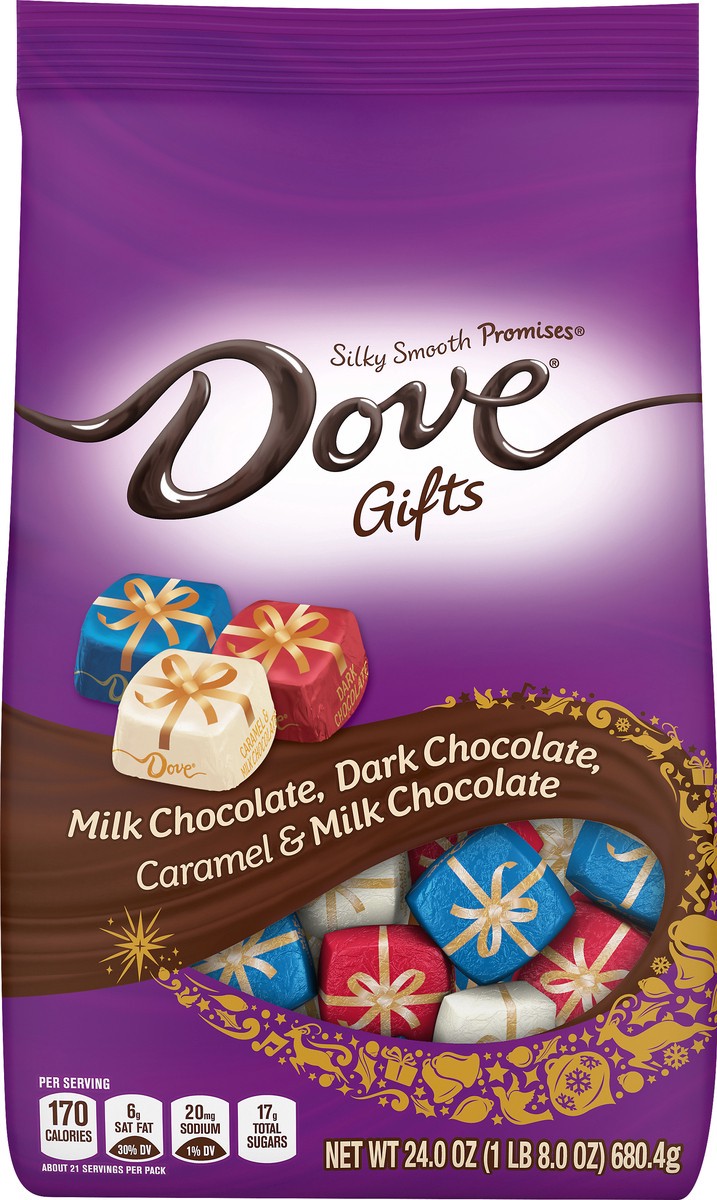 slide 5 of 9, Dove PROMISES Holiday Gifts Assorted Chocolate Candy 24-Ounce Bag, 24 oz