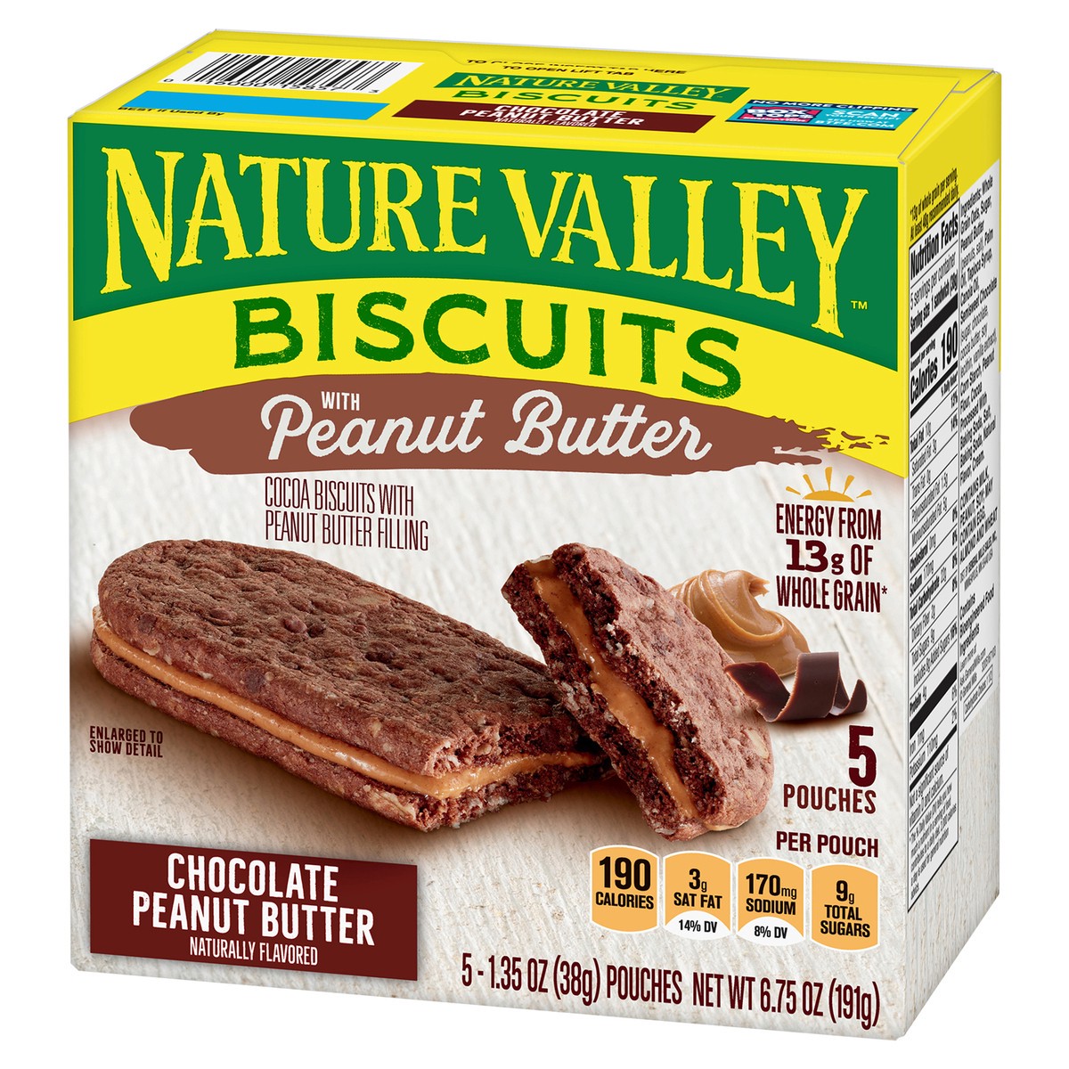 slide 8 of 14, Nature Valley Biscuit Sandwiches, Chocolate Peanut Butter Snacks, 5 ct, 6.75 OZ, 5 ct