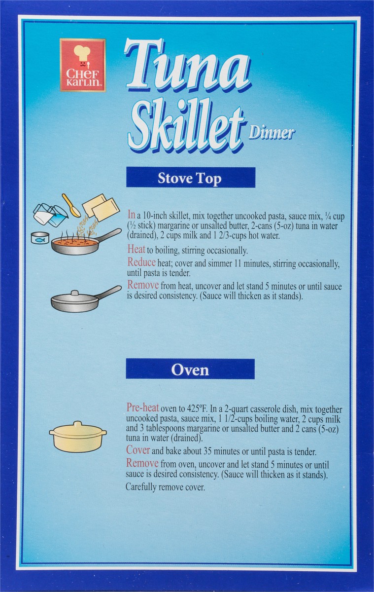 slide 5 of 13, Chef Karlin Cheesy Pasta Tuna Skillet Dinner 5.3 oz, 5.3 oz